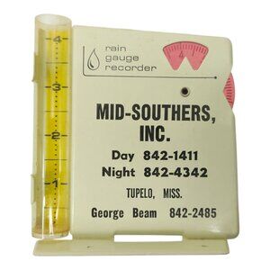 Advertising Rain Gauge Recorder Vintage Mid-Southers Tupelo Mississippi Weather
